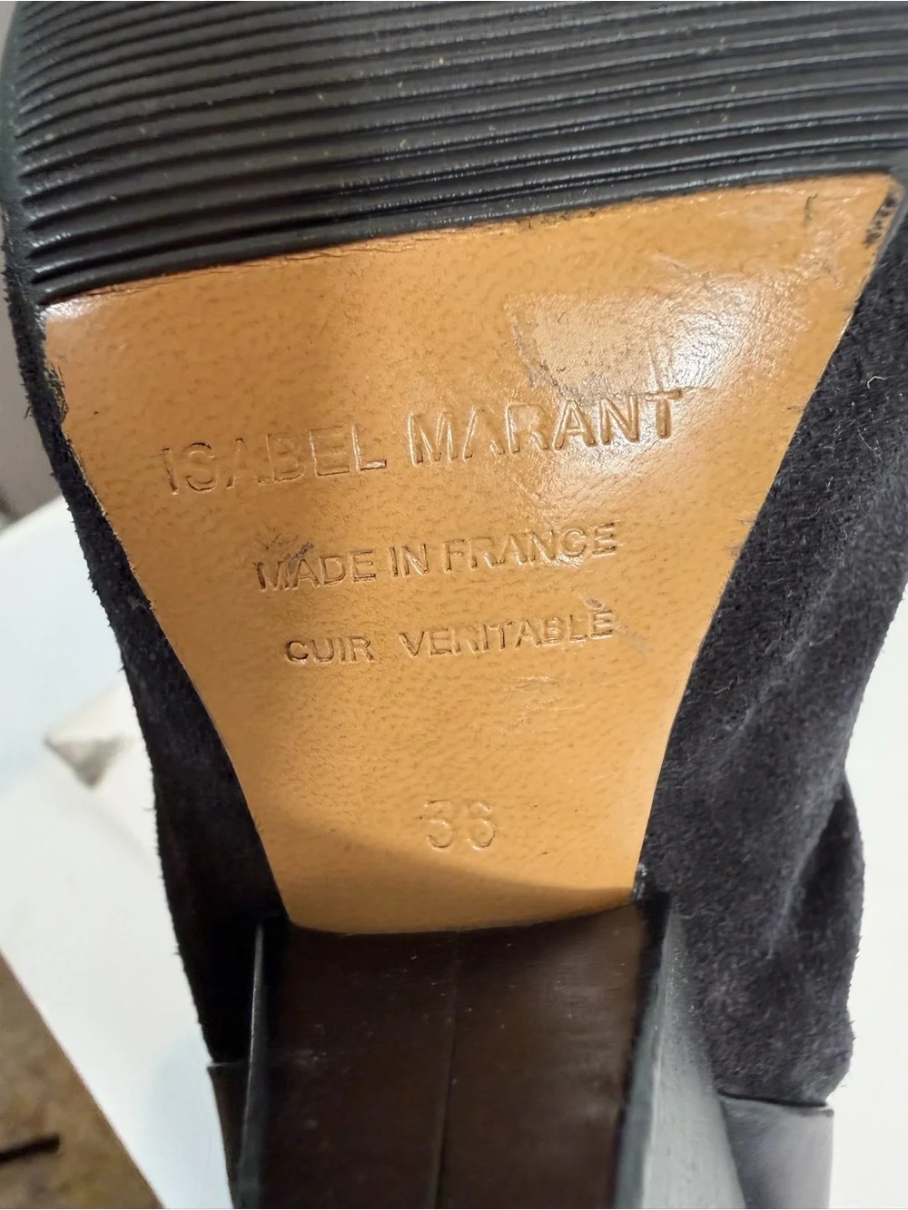 Isabel Marant Black Suede Leather Cone Heel Slouch Ankle Boots EU 36 / US 6